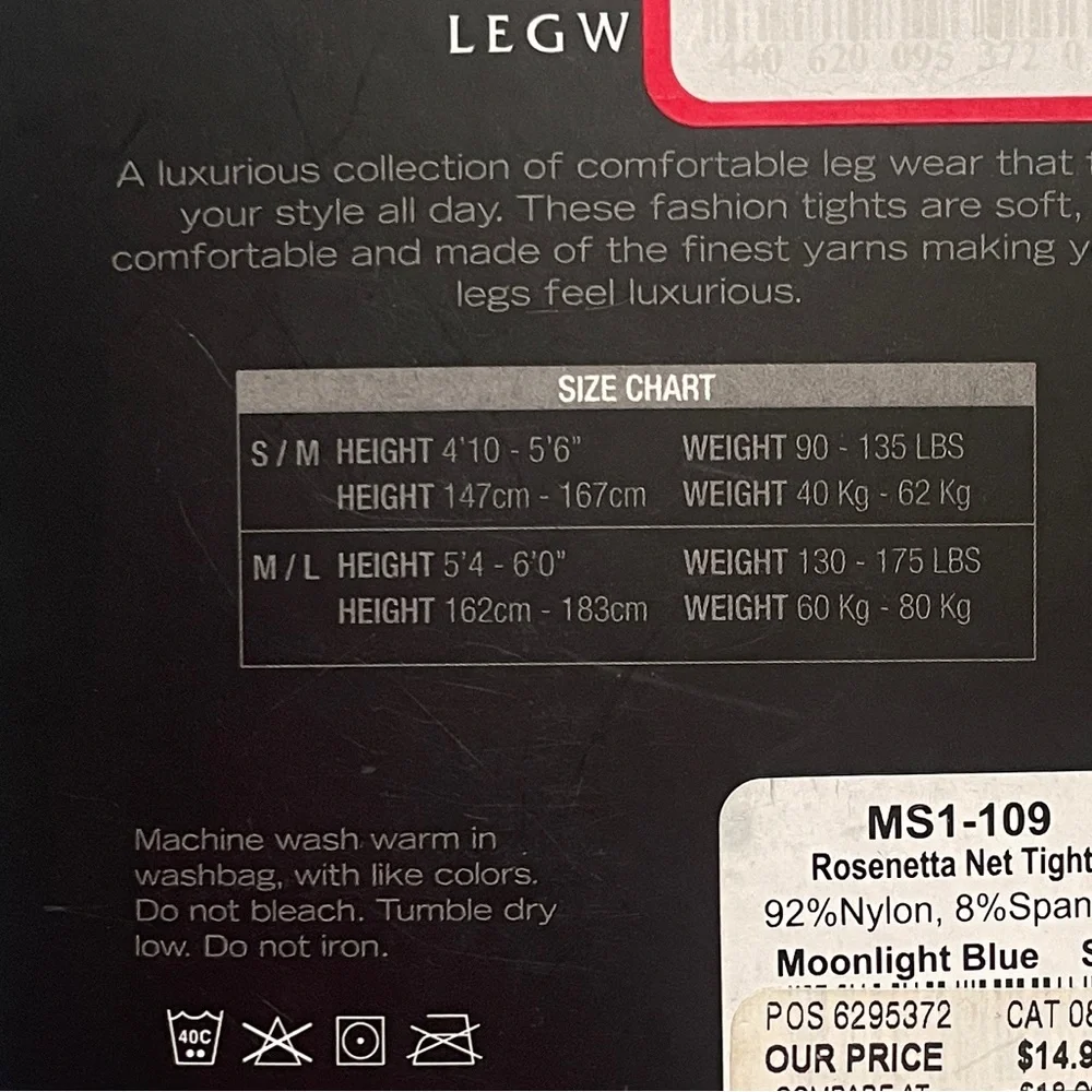 MeMoi‎ Legwear Fashion Lace Tights in Blue S/M